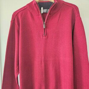 Men's Oscar de la Renta Red Quarter Zip Sweater XXL